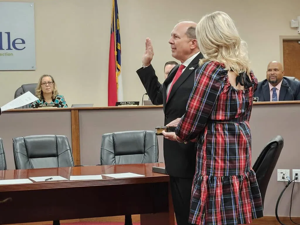 Michael being sworn in